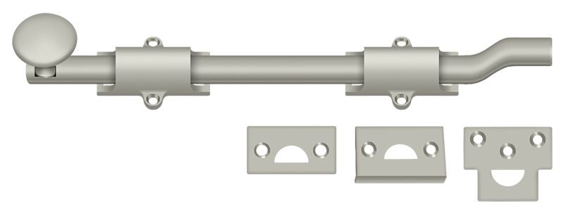 Deltana FPG1015 10" Surface Bolt with Offset; Heavy Duty; Satin Nickel Finish