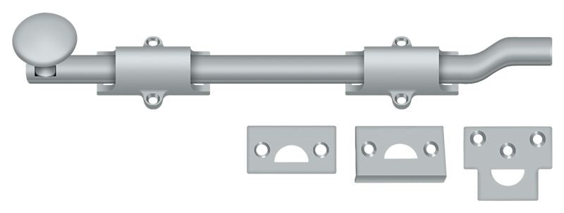 Deltana FPG1026D 10" Surface Bolt with Offset; Heavy Duty; Satin Chrome Finish