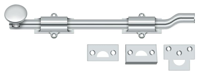 Deltana FPG1026 10" Surface Bolt with Offset; Heavy Duty; Bright Chrome Finish