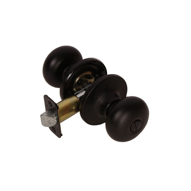 Pamex FTF910 Baron Knob with Round Rose Privacy Lockset Grade 3 Matte Black Finish