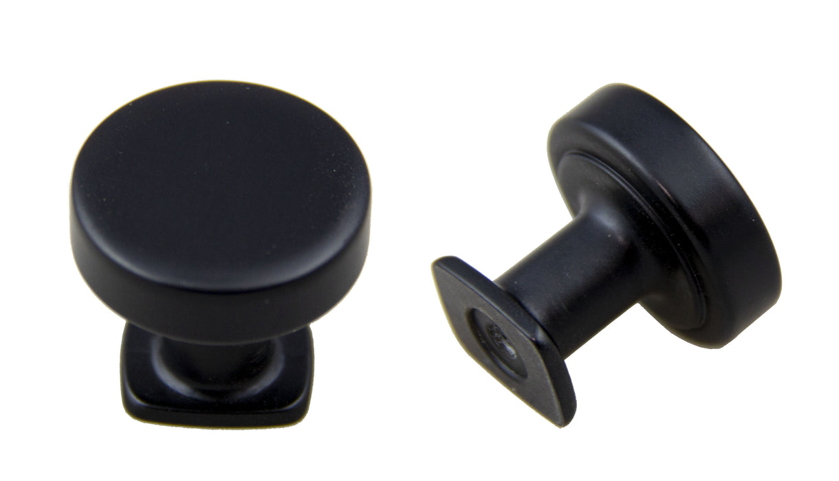 Pride Industrial K1218BK 1-1/4" Diameter Round Flat Top Cabinet Knob Matte Black Finish