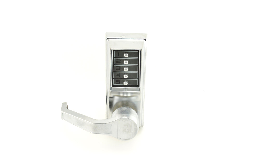 Kaba Simplex LLP101026D Left Hand Mechanical Pushbutton Exit Trim Lever Lock; Combination Only Satin Chrome Finish