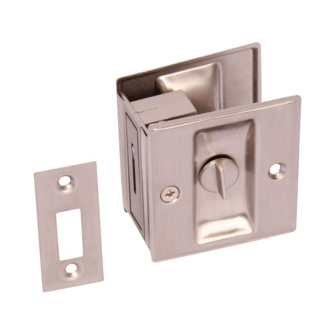 Pamex PF1P10 Privacy Square Style Sliding Door Lock Satin Nickel Finish