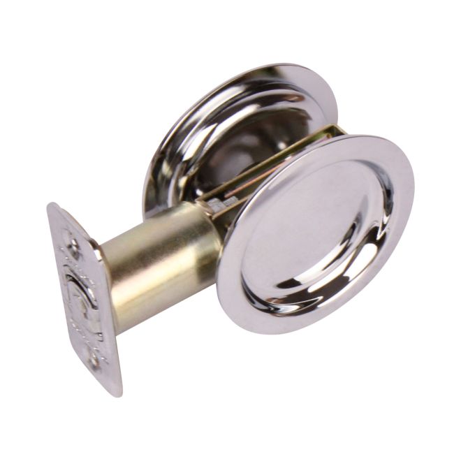 Pamex PF2230 Passage Round Sliding Door Lock with 2-3/8" Backset Standard Bright Chrome Finish