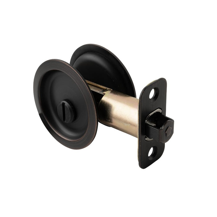 Pamex PF2D10 Privacy Round Sliding Door Lock with 2-3/8" Backset Standard Venetian Bronze Finish