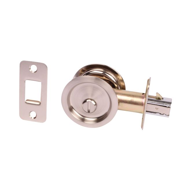 Pamex PF2P10 Privacy Round Sliding Door Lock with 2-3/8" Backset Standard Satin Nickel Finish