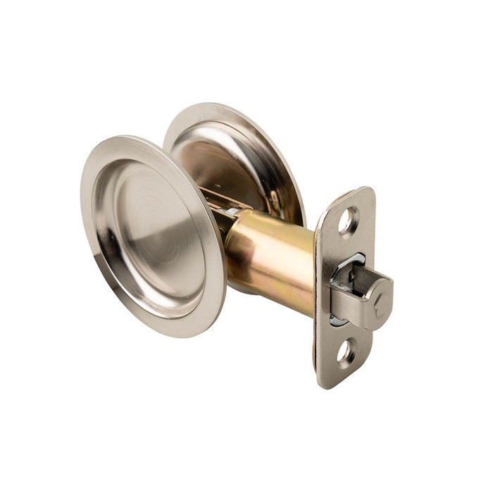 Pamex PF2P30 Passage Round Sliding Door Lock with 2-3/8" Backset Standard Satin Nickel Finish