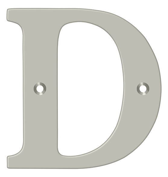 Deltana RL4D-15 4" Residential Letter D; Satin Nickel Finish