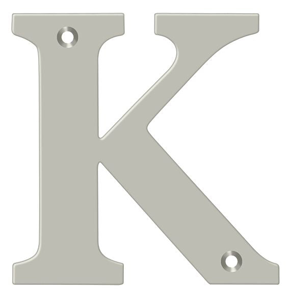 Deltana RL4K-15 4" Residential Letter K; Satin Nickel Finish