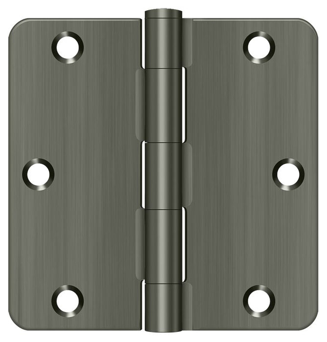 Deltana S35R415A 3-1/2" x 3-1/2" x 1/4" Radius Hinge; Residential Thickness; Antique Nickel Finish