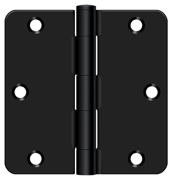 Deltana S35R41B 3-1/2" x 3-1/2" x 1/4" Radius Hinge; Residential Thickness; Flat Black Finish