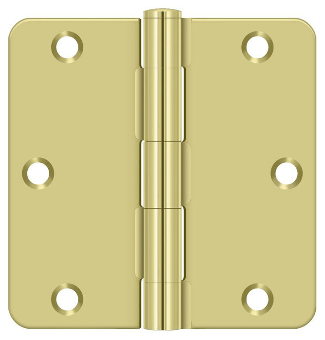 Deltana S35R43 3-1/2" x 3-1/2" x 1/4" Radius Hinge; Residential Thickness; Bright Brass Finish