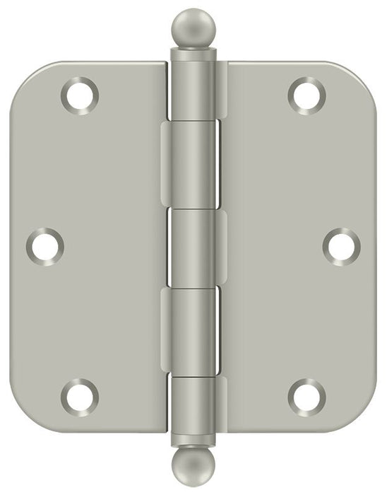 Deltana S35R515-BT 3-1/2" x 3-1/2" x 5/8" Radius Hinge; with Ball Tips; Satin Nickel Finish