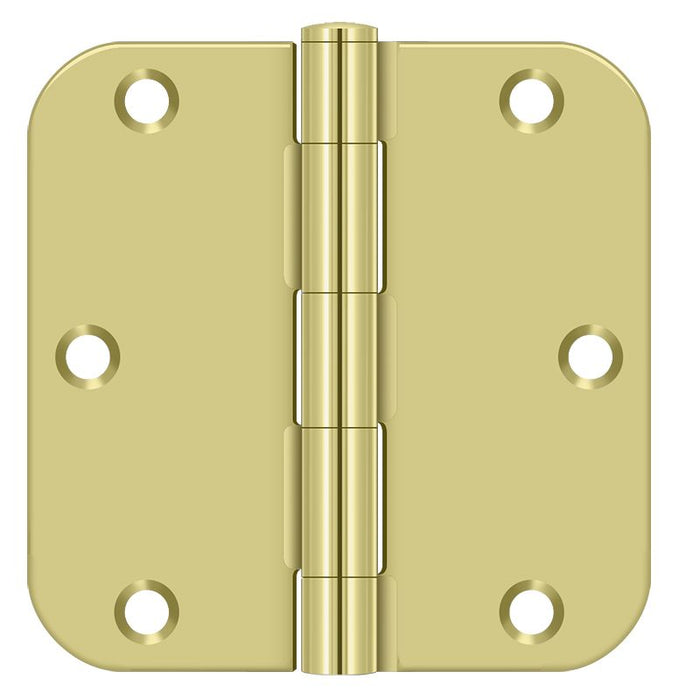 Deltana S35R53 3-1/2" x 3-1/2" x 5/8" Radius Hinge; Residential Thickness; Bright Brass Finish