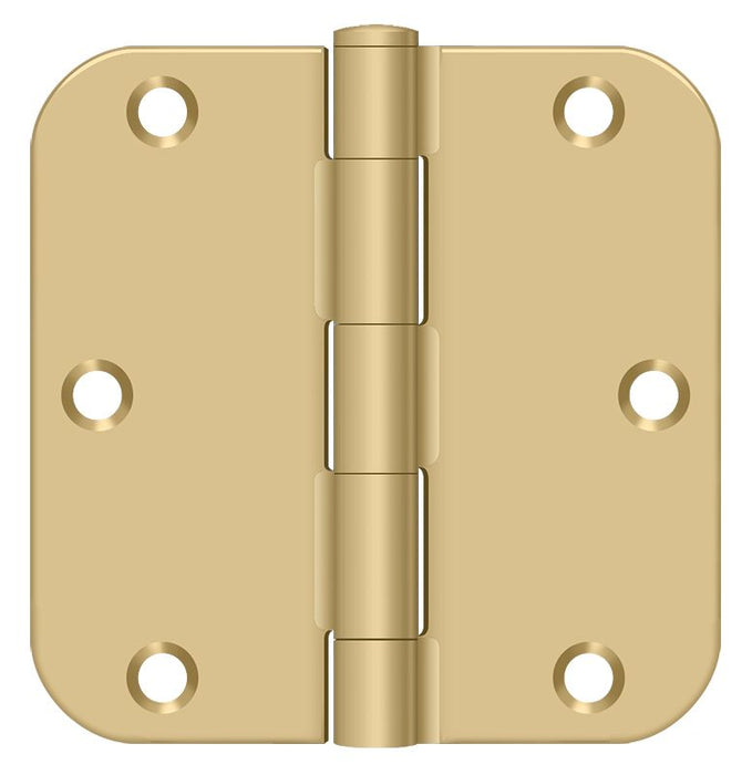 Deltana S35R54 3-1/2" x 3-1/2" x 5/8" Radius Hinge; Residential Thickness; Satin Brass Finish