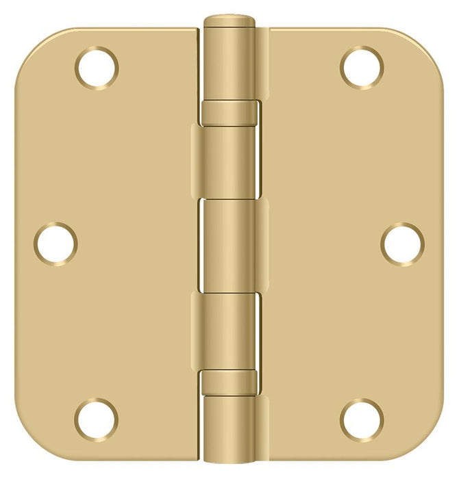 Deltana S35R5BB4 3-1/2" x 3-1/2" x 5/8" Radius Hinge; Ball Bearing; Satin Brass Finish