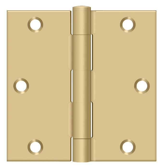 Deltana S35U4-R 3-1/2" x 3-1/2" Square Hinge; Satin Brass Finish