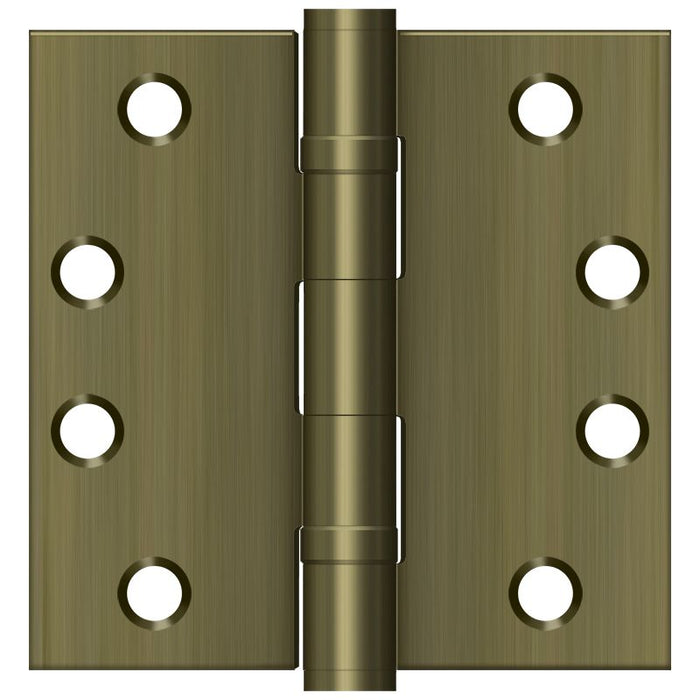 Deltana S44HDBB5 4" x 4" Square Hinge; Heavy Duty; Ball Bearings; Antique Brass Finish