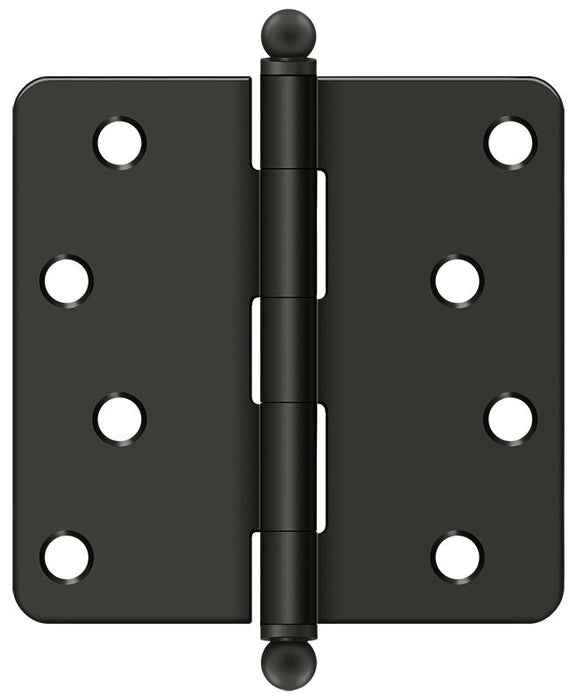 Deltana S44R410B-BT 4" x 4" x 1/4" Radius Hinge; with Ball Tips; Oil Rubbed Bronze Finish