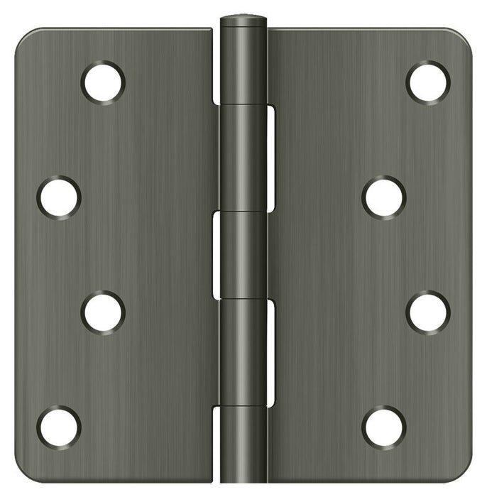 Deltana S44R415A 4" x 4" x 1/4" Radius Hinge; Antique Nickel Finish