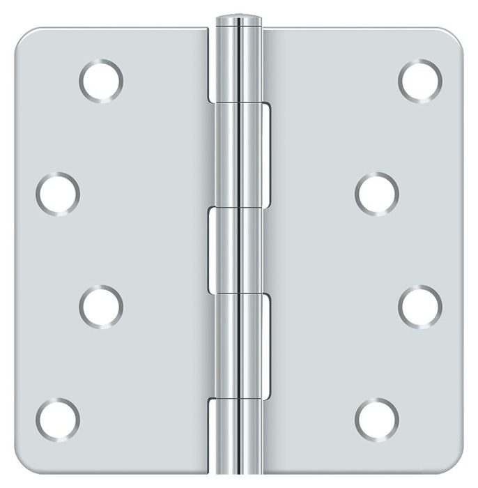 Deltana S44R426 4" x 4" x 1/4" Radius Hinge; Bright Chrome Finish