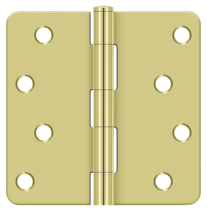 Deltana S44R43 4" x 4" x 1/4" Radius Hinge; Bright Brass Finish