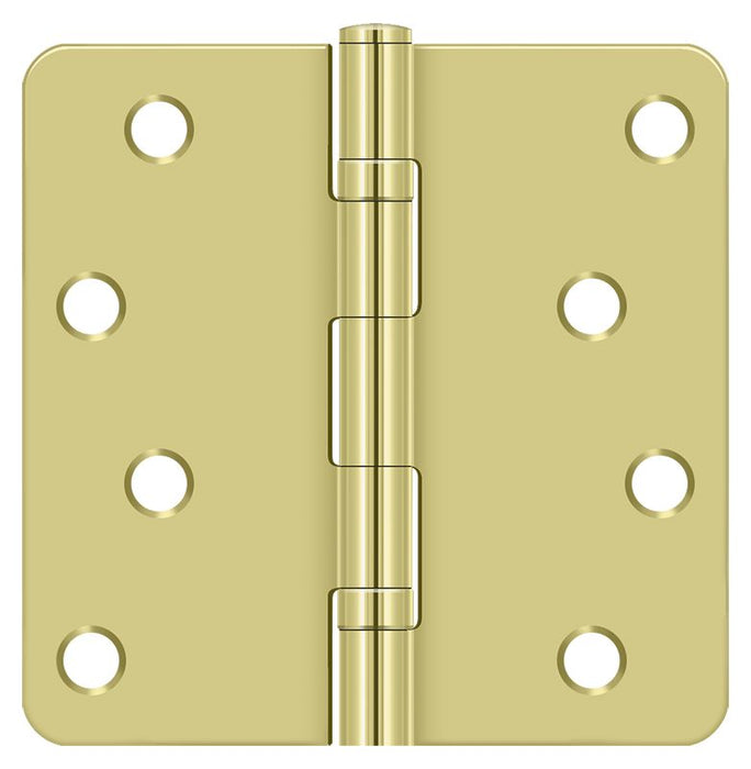 Deltana S44R4BB3 4" x 4" x 1/4" Radius Hinge; Ball Bearings; Bright Brass Finish