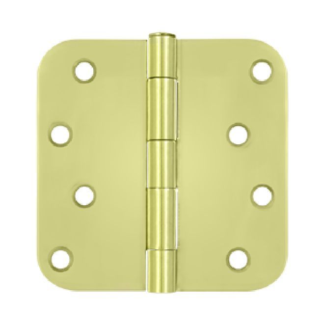 Deltana S44R53 4" x 4" x 5/8" Radius Hinge; Bright Brass Finish