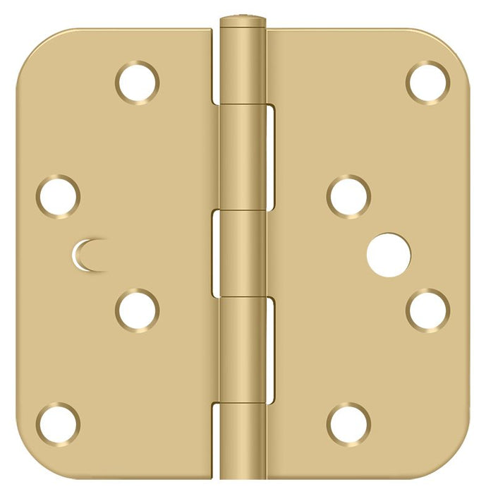 Deltana S44R54BMS 4" x 4" x 5/8" Radius Hinge; Bench Mark; Security; Satin Brass Finish