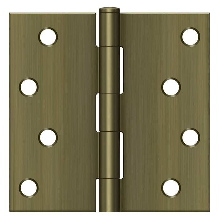 Deltana S44U5-R 4" x 4" Square Hinge; Antique Brass Finish