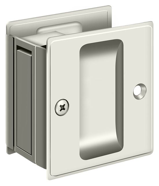 Deltana SDP25U14 Pocket Lock; 2-1/2" x 2-3/4" Passage; Bright Nickel Finish