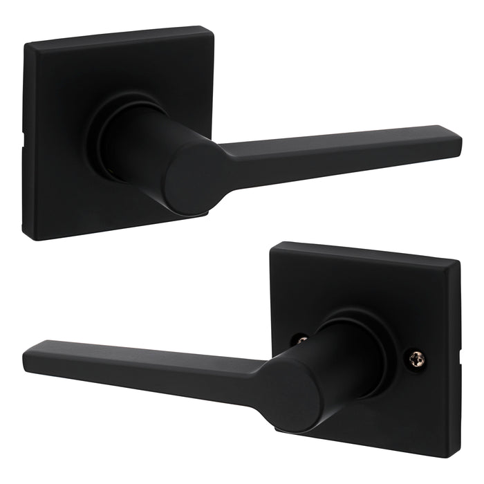 Safelock SL1000DALSQT-514 Daylon Lever with Square Rose Passage Lock with RCAL Latch and RCS Strike Matte Black Finish