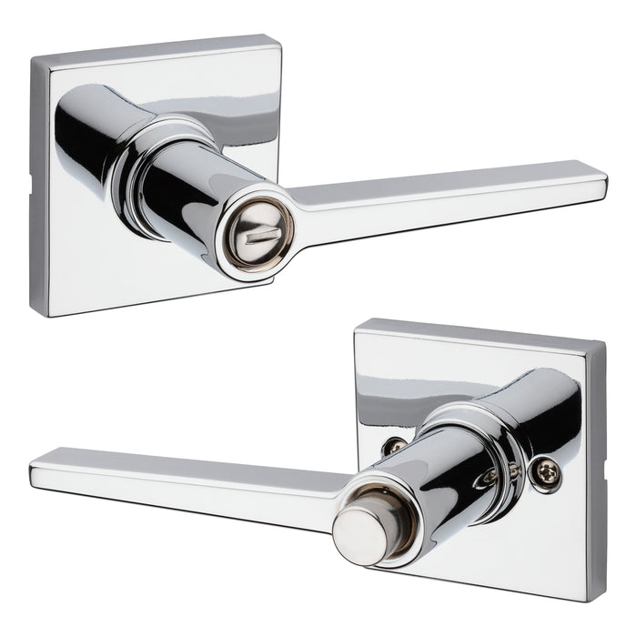 Safelock SL4000DALSQT-26 Daylon Lever with Square Rose Privacy Lock with RCAL Latch and RCS Strike Bright Chrome Finish