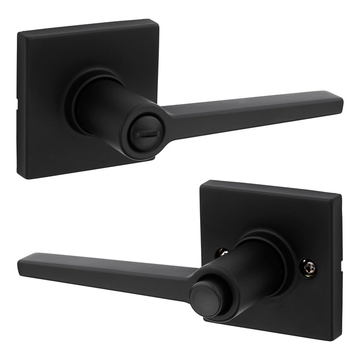 Safelock SL4000DALSQT-514 Daylon Lever with Square Rose Privacy Lock with RCAL Latch and RCS Strike Matte Black Finish