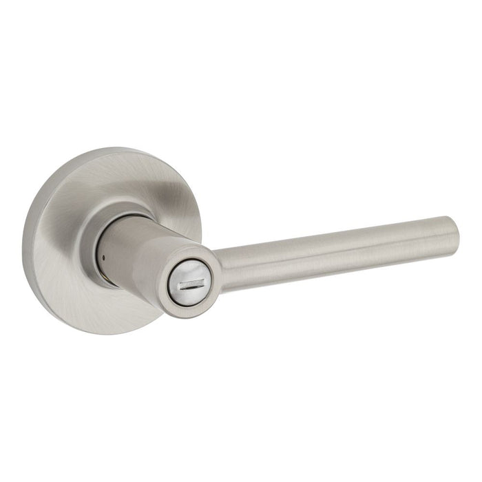 Safelock SL4000RELRDT-15 Reminy Lever Round Rose Push Button Privacy Lock with RCAL Latch and RCS Strike Satin Nickel Finish