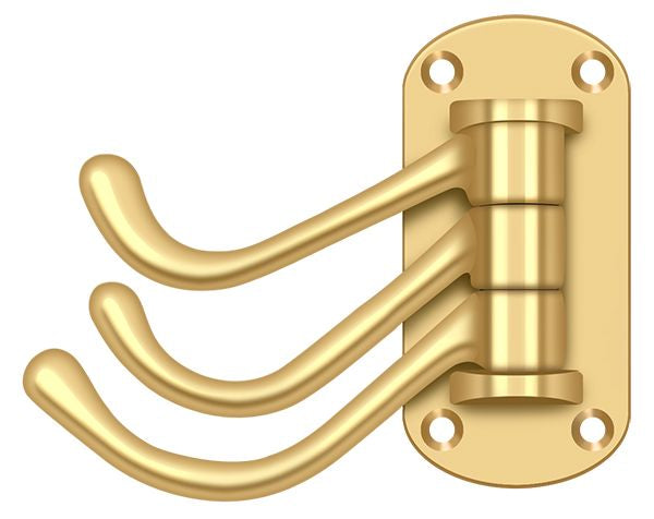 Deltana TSH40CR003 Triple Swivel Hook; Heavy Duty; 4" Projection; Lifetime Brass Finish