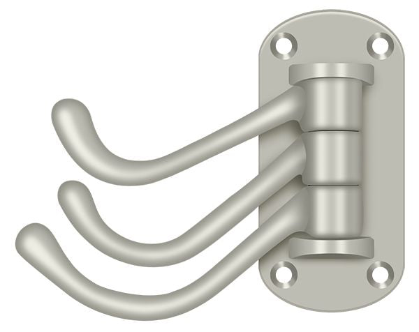 Deltana TSH40U15 Triple Swivel Hook; Heavy Duty; 4" Projection; Satin Nickel Finish