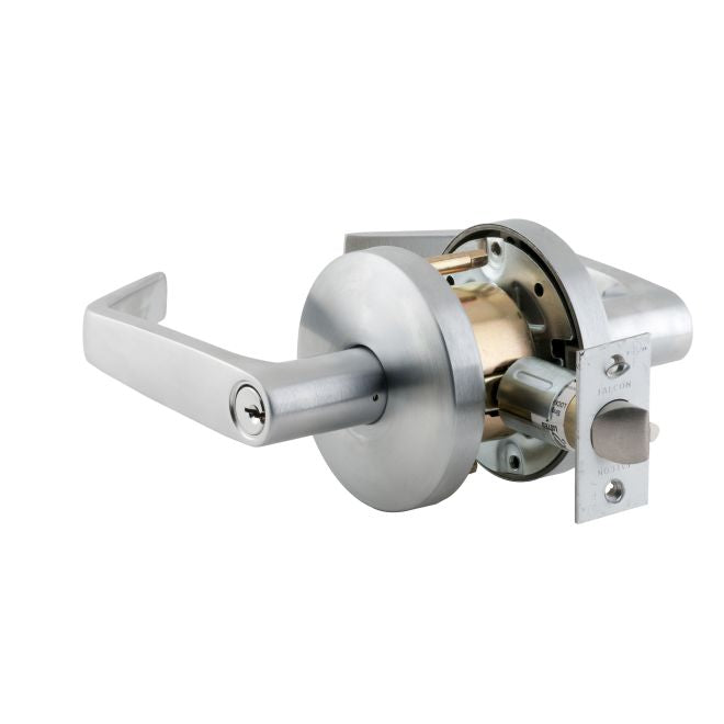 Falcon W501PD626 W Series Entry Dane Lever Lock C Keyway KD with 30197 Latch 30148 Strike Satin Chrome Finish