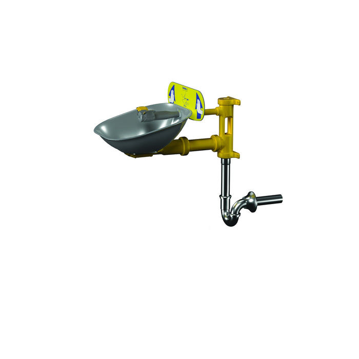 Wall-Mounted Eyewash, SS Bowl, P-Trap